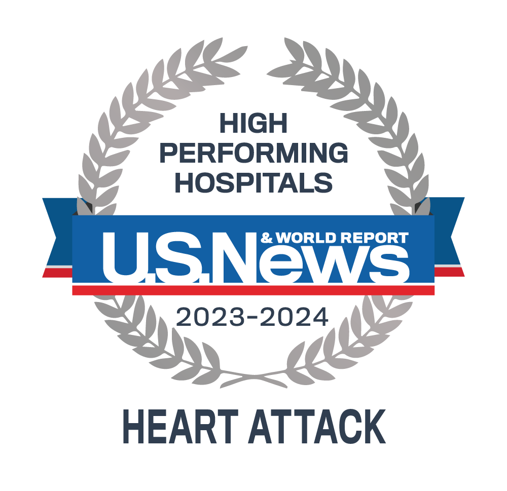 US News & World Report high performing heart attack emblem