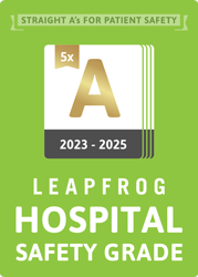 Leapfrog Hospital Safety Grade fall 2025 badge
