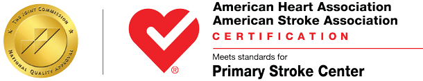 Sello de aprobación de la Comisión Conjunta y marca de verificación cardíaca de la American Heart Association / American Stroke Association para la certificación avanzada de los centros de derrames primarios