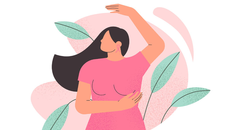 graphic rendering of woman in pink shirt
